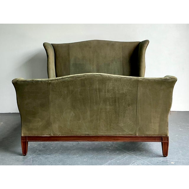 Ralph Lauren Vintage Ralph Lauren King Nubuck Suede Wing Back Bed For Sale - Image 4 of 12
