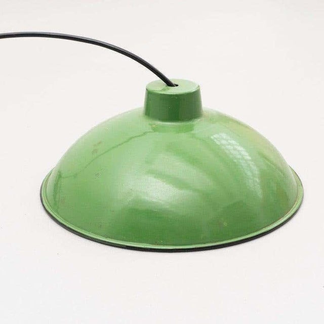 Early 20th Century Antique Green Lacquered Metal Ceiling Lamp For Sale - Image 5 of 6