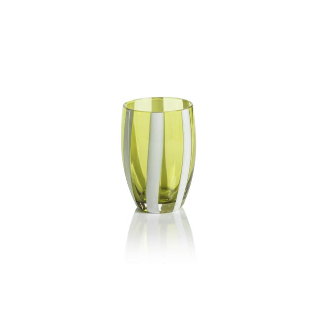 Transitional Pesaro Stripe Glasses - Green, Set of 4 For Sale - Image 3 of 4