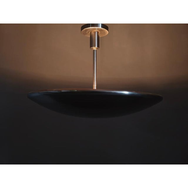 Gray Bauhaus Indirect Pendant Light in Nickel, Czechoslovakia, 1930s For Sale - Image 8 of 9