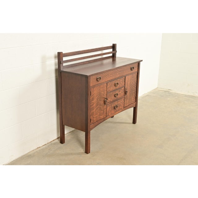 Stickley Gustav Stickley Antique Mission Oak Arts & Crafts Sideboard, Newly Refinished For Sale - Image 4 of 15