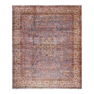 Outstanding Blue and Red Color With Medallion and Florid Design Antique Kirman Rug For Sale