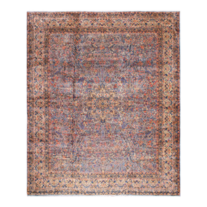 Outstanding Blue and Red Color With Medallion and Florid Design Antique Kirman Rug