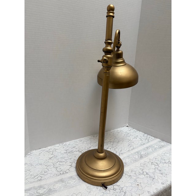 1970s Vintage Rustic Cordless Gold Toned Table Lamp For Sale - Image 5 of 6