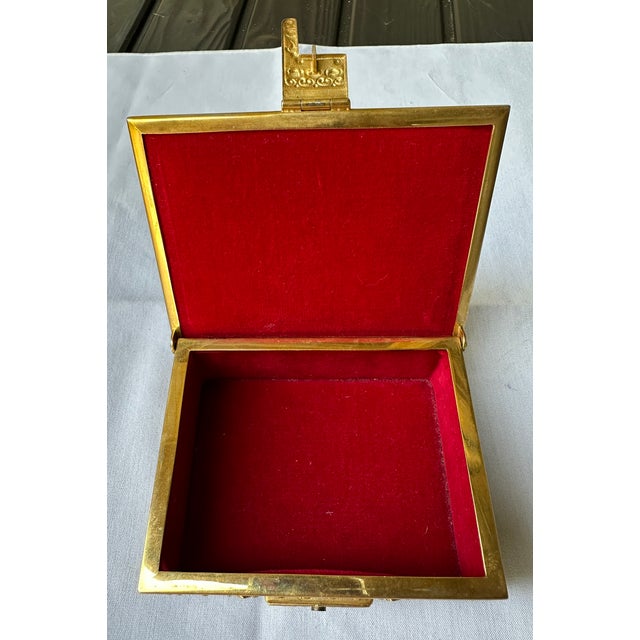 Metal Antique Erhard & Sohne German Jewelry Casket Trinket Box Cherubs Red Velvet For Sale - Image 7 of 11