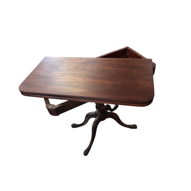 Antique Style Mahogany Card Table With Carved Cabriole Legs For Sale In Greensboro - Image 6 of 8