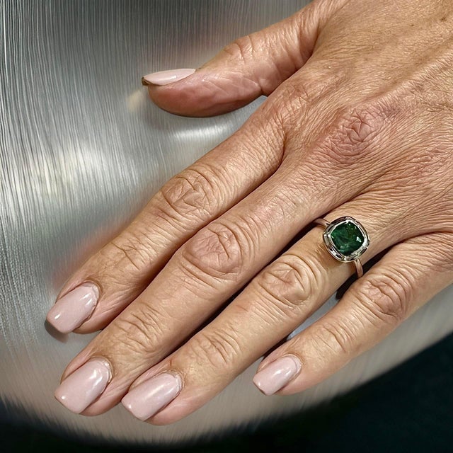2010s Natural Solitaire Tourmaline Ring 6.5 14k W Gold 2.25 TCW Certified For Sale - Image 5 of 13
