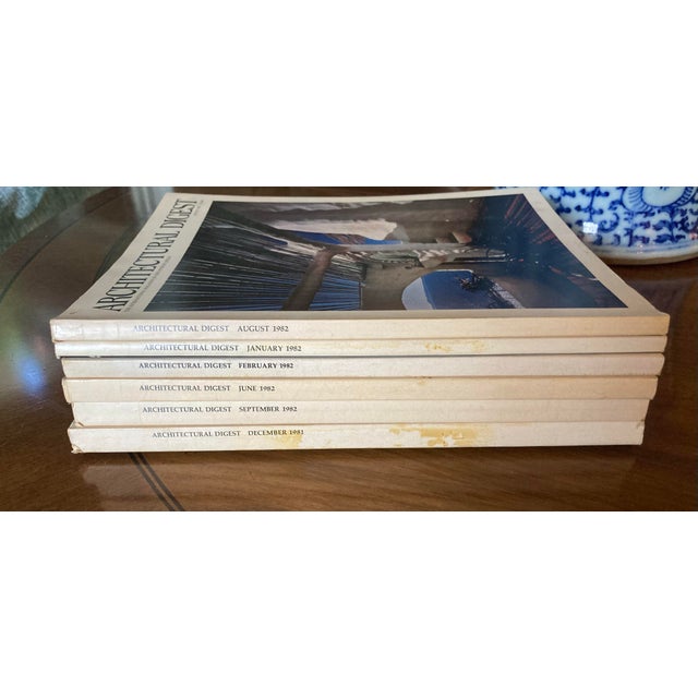 Blue Lot of 6 Vintage Architectural Digest Magazines From 1981-1982. For Sale - Image 8 of 8