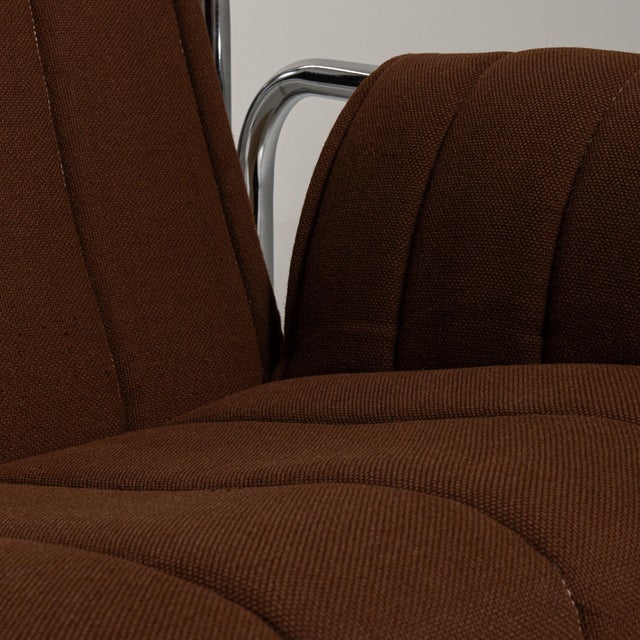 1980-1989 Czech Republic Deep Espresso Brown Pair Of Chrome-Frame Lounge Chairs For Sale - Image 10 of 11