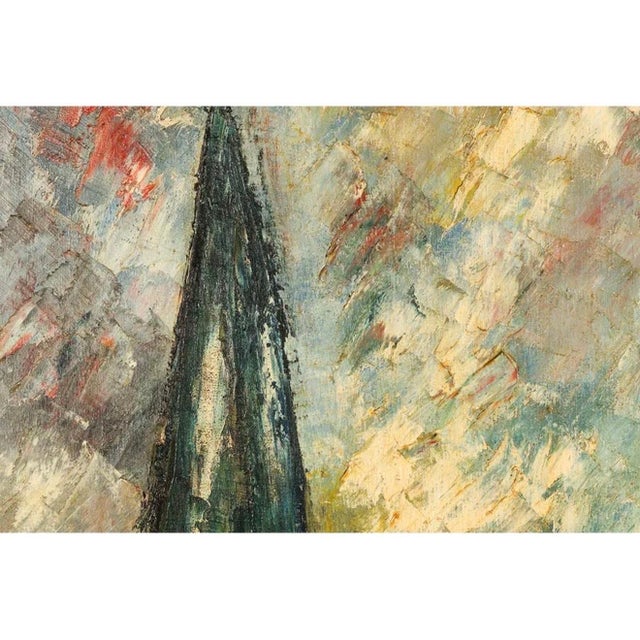 Textile Henri D'Anty, French Modernist Henri d'Anty Abstract Town Landscape Oil Painting Ecole d'Paris For Sale - Image 7 of 12