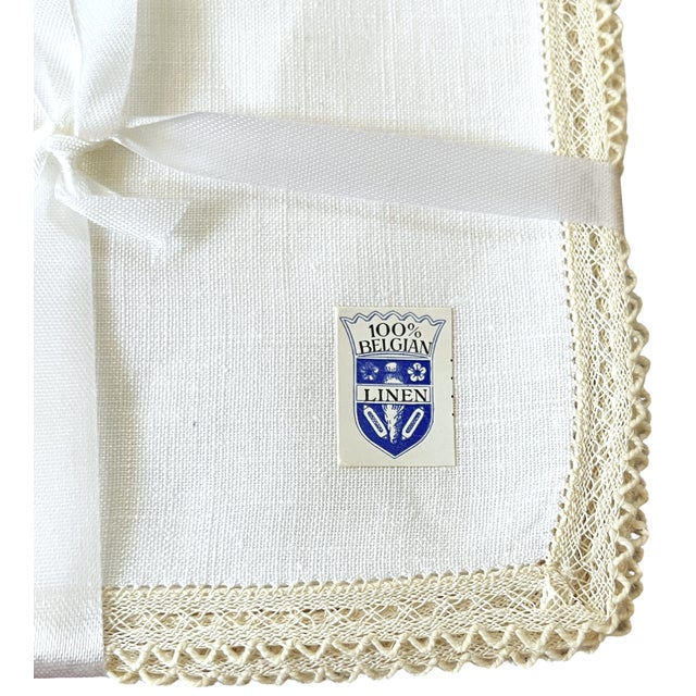 1950s Fine Belgian Linen & Lace Cocktail Napkins for K. Katen — Boxed Set of 8 For Sale In Jacksonville, FL - Image 6 of 9