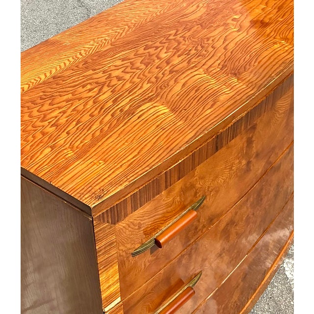 Art Deco Vintage Deco Burl Wood Chest of Drawers For Sale - Image 3 of 12