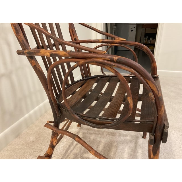 Vintage Wood Twig Dining Arm Chairs- Set of 6 For Sale - Image 4 of 8