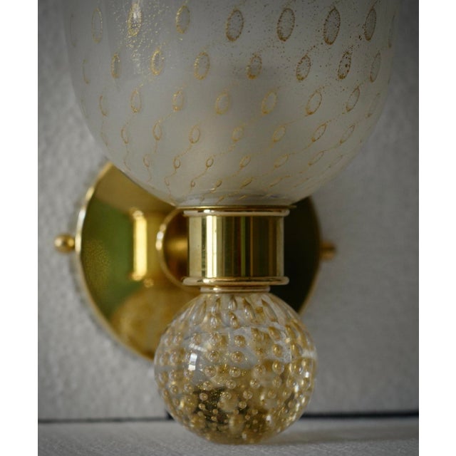 Murano Art Glass and Brass Round Gold Wall Light, 2000 For Sale - Image 4 of 9
