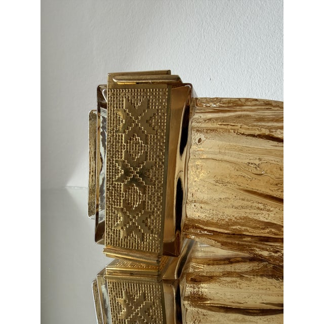 Amber Liekki Glass Vase with 24-Carat Gilded Collar by Eino Wänni for Kumela, Finland, 1970s For Sale - Image 9 of 16