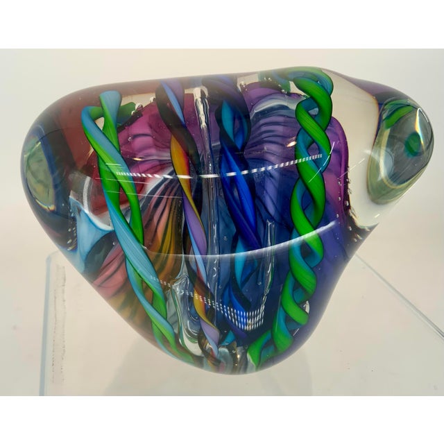 Large Hand Blown Glass Paperweight by Tom Bloyd For Sale - Image 10 of 12