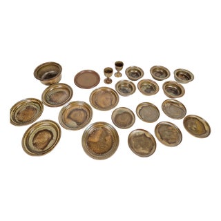Vintage Arts and Craft Pottery Tableware Set by Gert De Rijk, 1976, Set of 22 For Sale