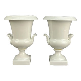 Vintage Ceralene a Raynaud Limoges France White Porcelain 5 3/4" Urn Vases: For Sale