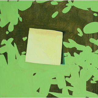 Remember the Catbird Seat by Felicia Forte | Oil Painting of a green abstract composition For Sale