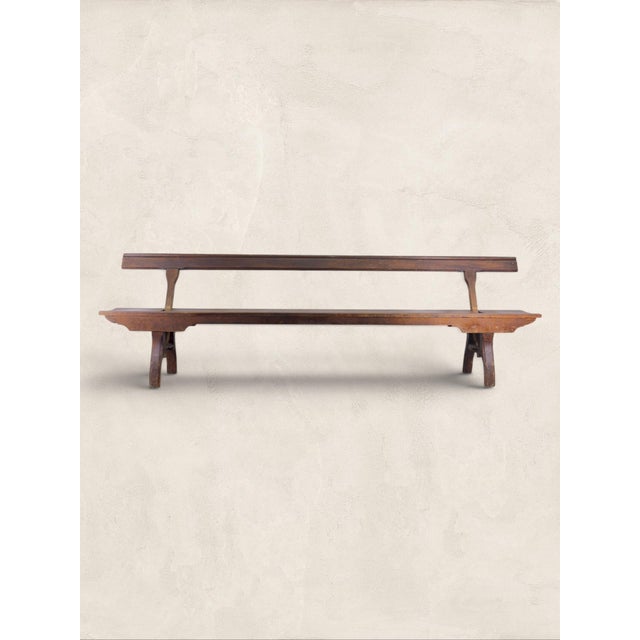Brown Late 19th Century Antique English Large Reversible Back Tram Bench, 9’ Long For Sale - Image 8 of 16
