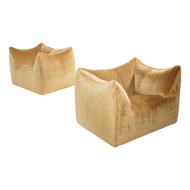 Set of Le Bambole Lounge Chairs in Mohair by Mario Bellini for B&B Italia, 1980s For Sale