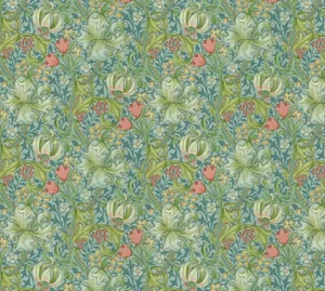 Golden Lily Wallpaper - William Morris: Colorway: Mineral Product Code: Wm8556/3