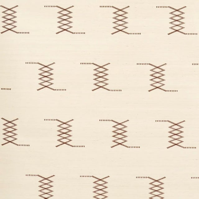 SAMPLE - Schumacher x A Rum Fellow Kin Sisal Embroidery Wallpaper In Hazel On Ivory For Sale