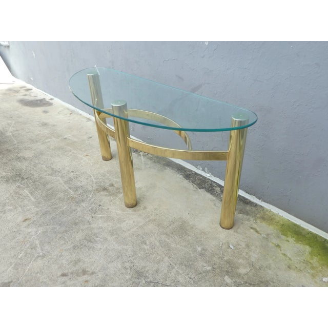 1970s Small 1970s Modern Brass Console Table For Sale - Image 5 of 12