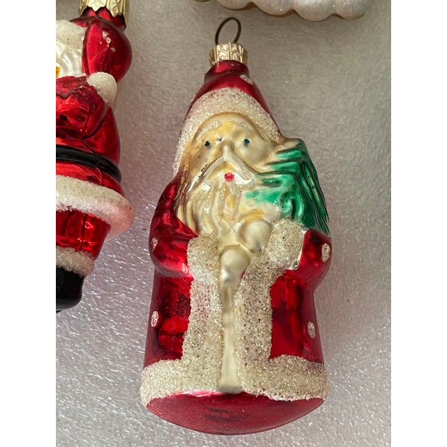 Vintage American Dozen Mercury Glass Christmas Ornaments Gingerbread and Santa Claus For Sale - Image 4 of 4