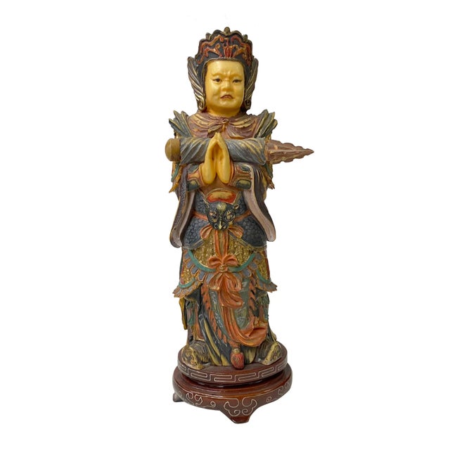 Chinese Resin Home Guardian Skanda Wei Tuo Idaten Figure For Sale In San Francisco - Image 6 of 6