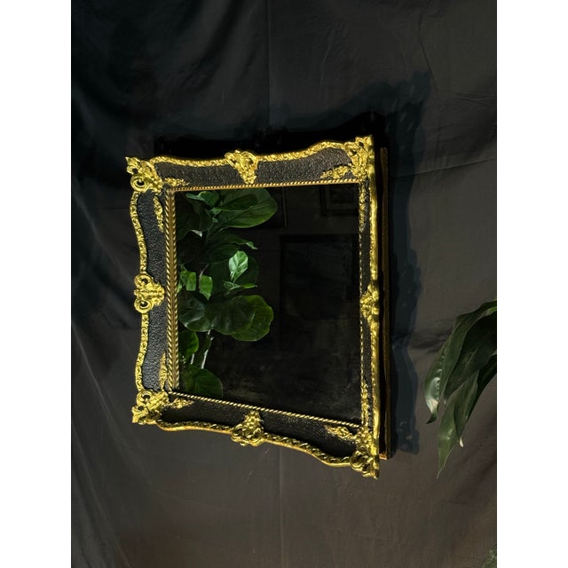 1990s Baroque Black and Gold Wall Mirror For Sale - Image 4 of 9