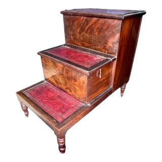 Regency Mahogany Library or Bedside Steps For Sale