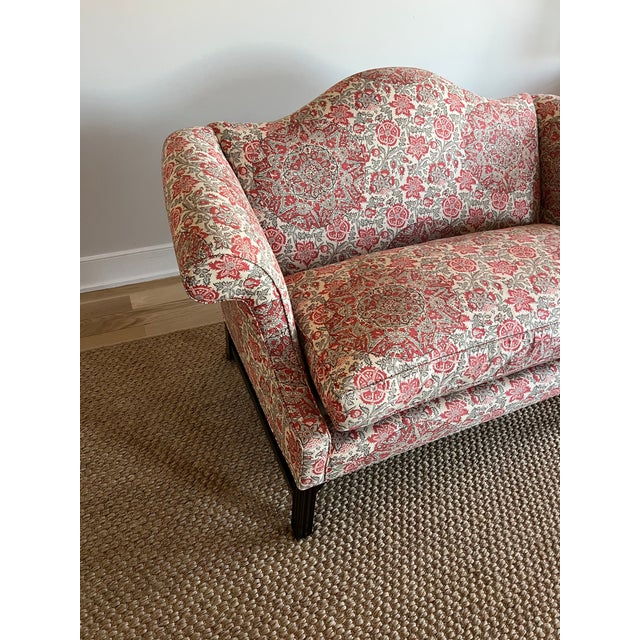 Wood New Down-Filled Two Seater Sofa in Schumacher Kaya Medallion For Sale - Image 7 of 11