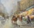 Impressionist Mid 20th Century Paris Flower Market During the City's Belle Epoque Original Oil on Canvas by T E Pencke For Sale - Image 3 of 5
