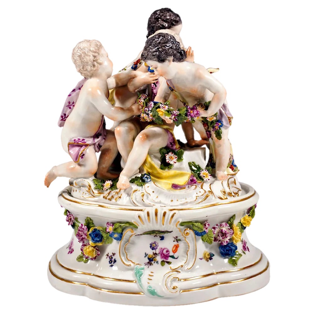 Early Meissen Cupid Group Allegory of Spring with Additional Base, 1755 ...