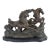 Vintage Cast Iron Galloping Horses Sculpture With Bronze-Tone Finish on Black Base For Sale