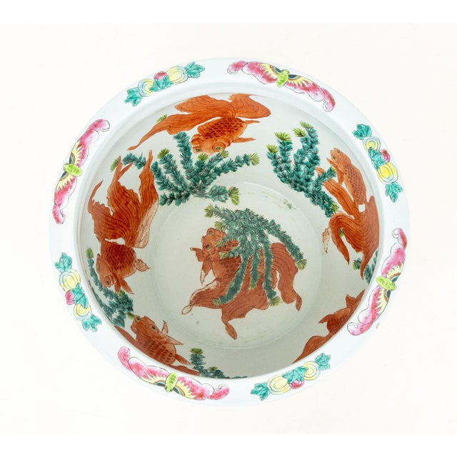 Chinese Famille Rose Porcelain Fish Bowl For Sale - Image 10 of 12