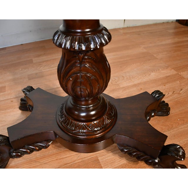 1910s Antique American Empire Solid Mahogany Flip-Top Game Table / Console Table For Sale - Image 9 of 18