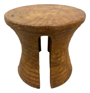 Andrianna Shamaris Sculptural Teak Wood Side Table or Stool