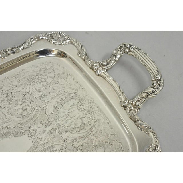Vintage Wm a Rogers Victorian Silver Plated Twin Handle Serving Platter Bar Tray For Sale In Philadelphia - Image 6 of 14