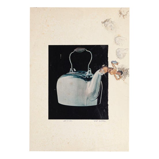 Sergio Barletta, Pot and Feu, Collage on Paper, 1970s For Sale