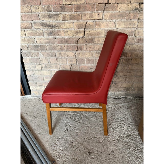 Grand Rapids Chair Company Red Leather Chair For Sale - Image 4 of 12