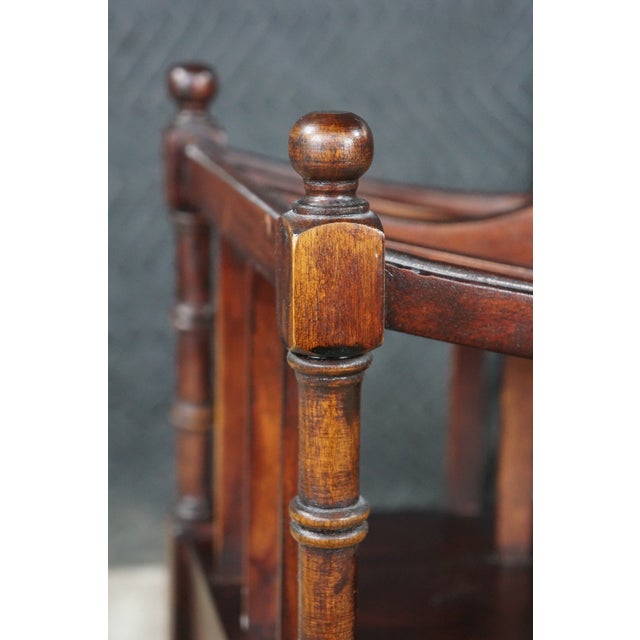 Wood Mid 20th Century English Georgian Style Mahogany Canterbury Magazine Rack Stand 19" For Sale - Image 7 of 18