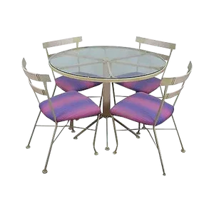 Lee Woodard & Sons Mid Century Modern 5 Piece Round Patio Table/Chairs Set