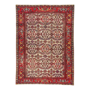 Antique Ivory Persian Dragon Serapi Heriz Rug - 06'08 X 09'01