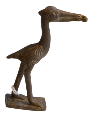 Vintage African Dark Bronze Stork With Fish