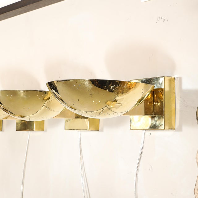 Set of Four Mid-Century Modernist Polished Brass Sconces by Paavo Tynell For Sale - Image 13 of 18