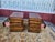 Unique side tables are constructed with a faux stacked book design. Each table has a wood-like finish with leather-...