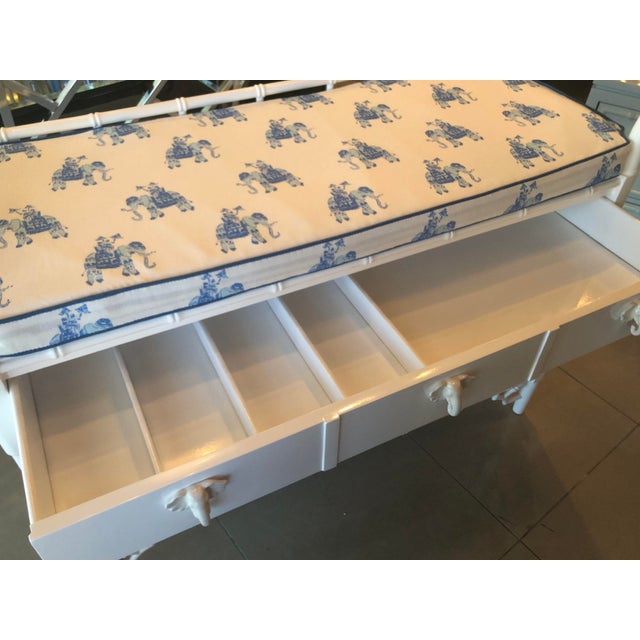 Thomasville Vintage Lilly Pulitzer Boys Faux Bamboo White Lacquered Baby Changing Table For Sale - Image 4 of 12