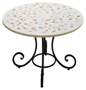 Round Corallo Marble Mosaic Table from Egram